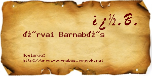 Árvai Barnabás névjegykártya