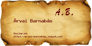 Árvai Barnabás névjegykártya